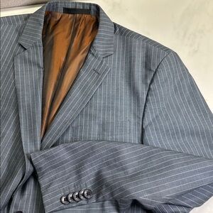Ben Sherman Classic Wool Suit Jacket, Gray Pinstripe, Men's 40S, Preppy Academia